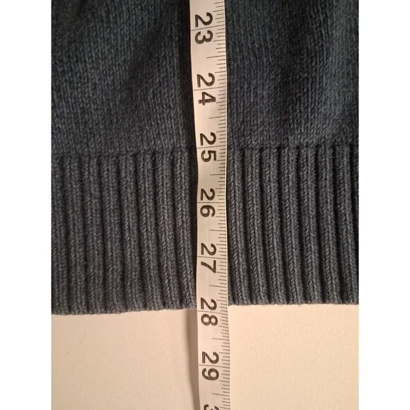 Eddie Bauer Sweater Mens XL Quarter Zip Mock Neck Cotton Knit Blue Distressed - Picture 7 of 7